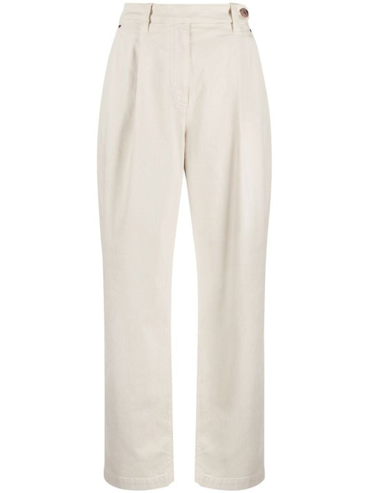 Neutral High Waist Cotton Trousers