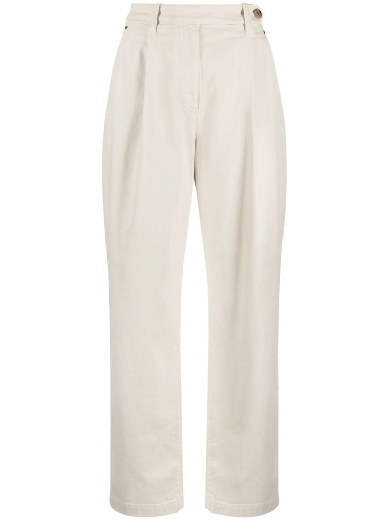 Neutral High Waist Cotton Trousers