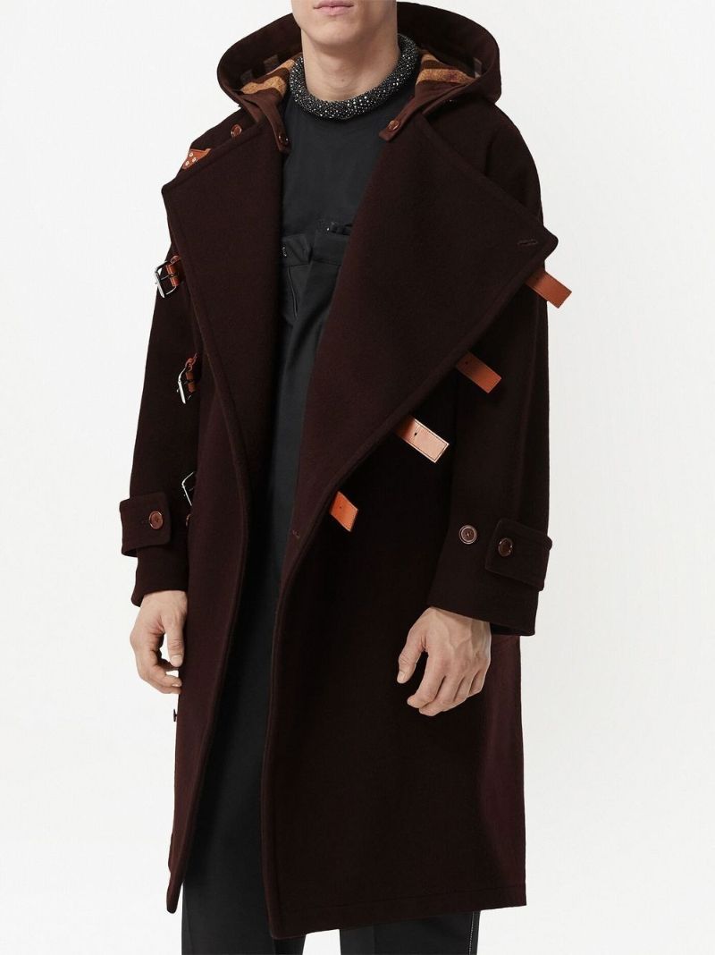 Brown Hooded Wool Duffle Coat
