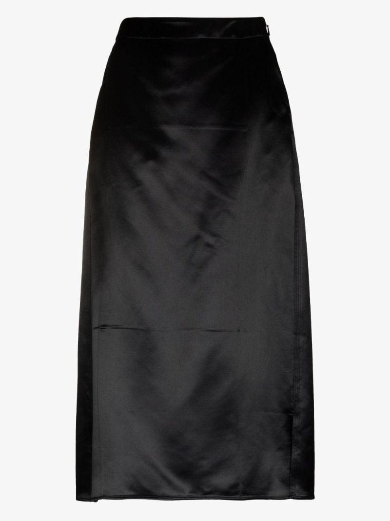 Black Creased Midi Skirt