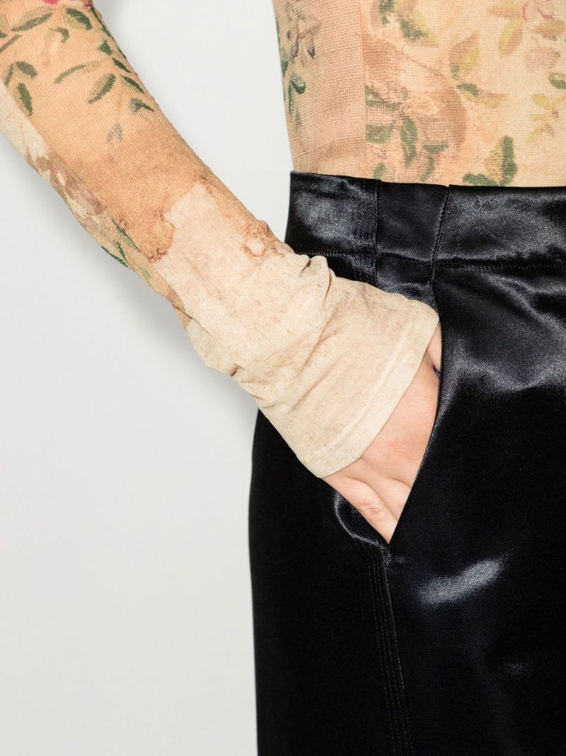 Black Creased Midi Skirt