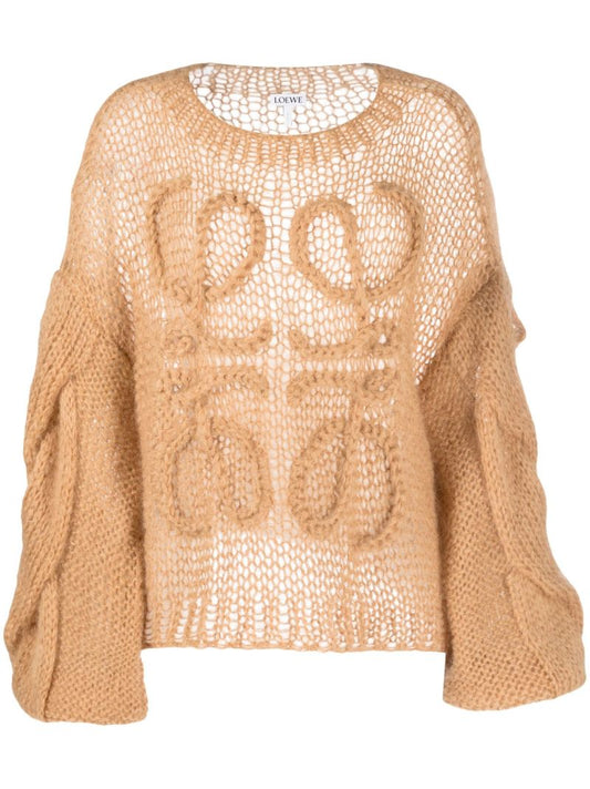 Neutral Anagram Open-knit Sweater