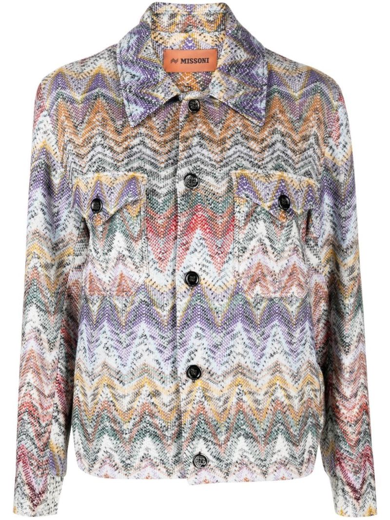 Purple Zigzag Woven Shirt Jacket