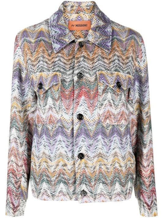 Purple Zigzag Woven Shirt Jacket
