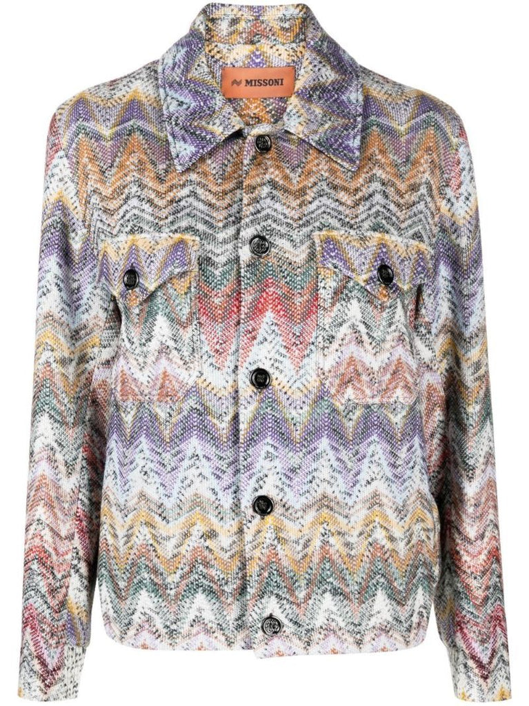 Purple Zigzag Woven Shirt Jacket