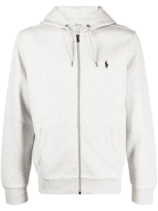 Grey Pony Embroidered Zip-up Hoodie