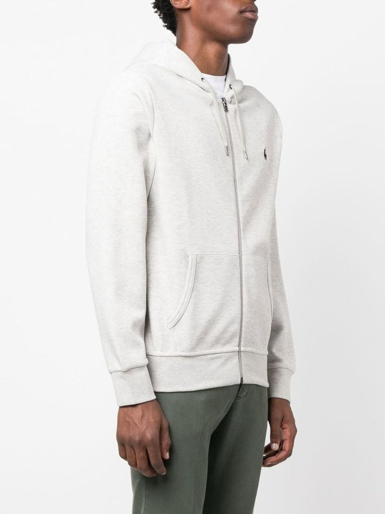 Grey Pony Embroidered Zip-up Hoodie