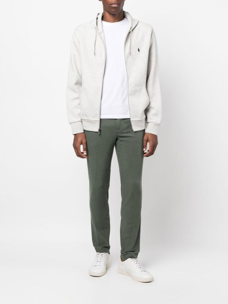 Grey Pony Embroidered Zip-up Hoodie