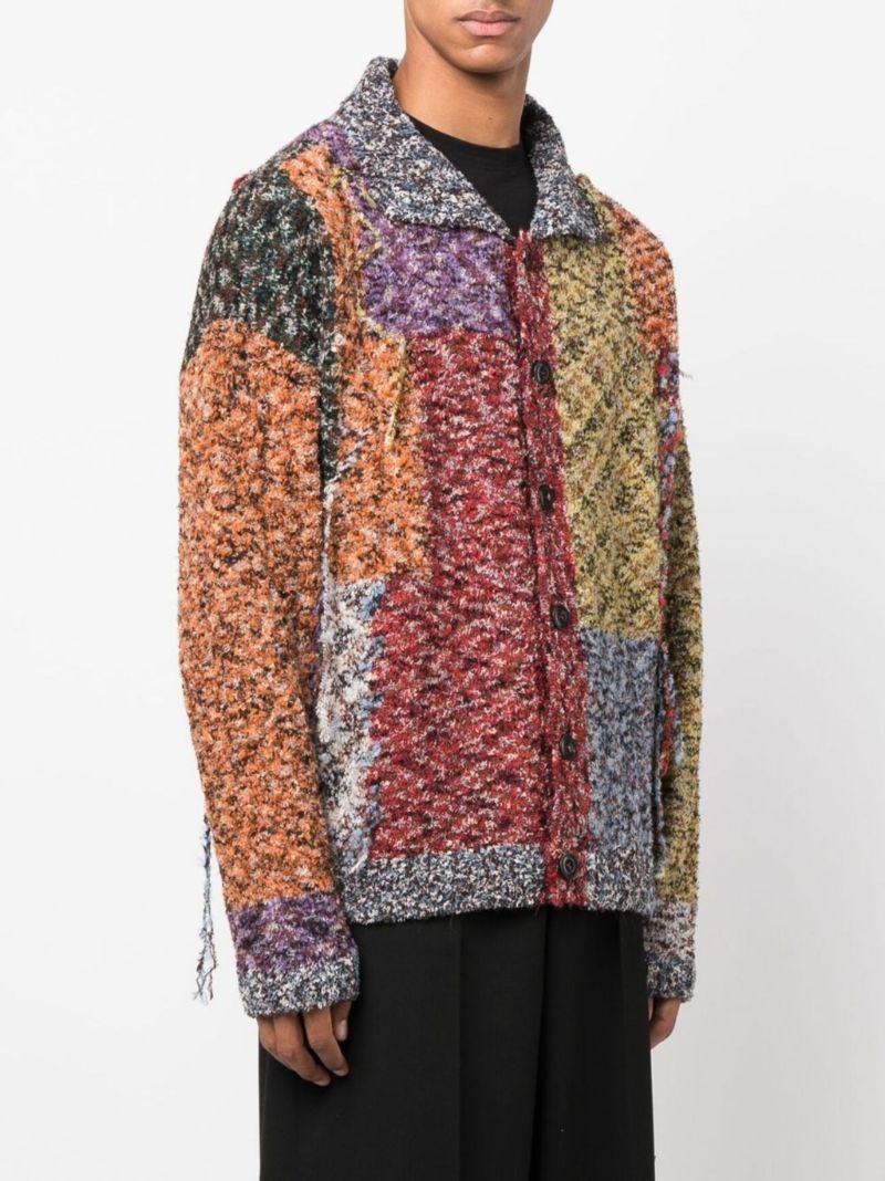 Red MÃ_x0083_Â©lange Patchwork Cardigan