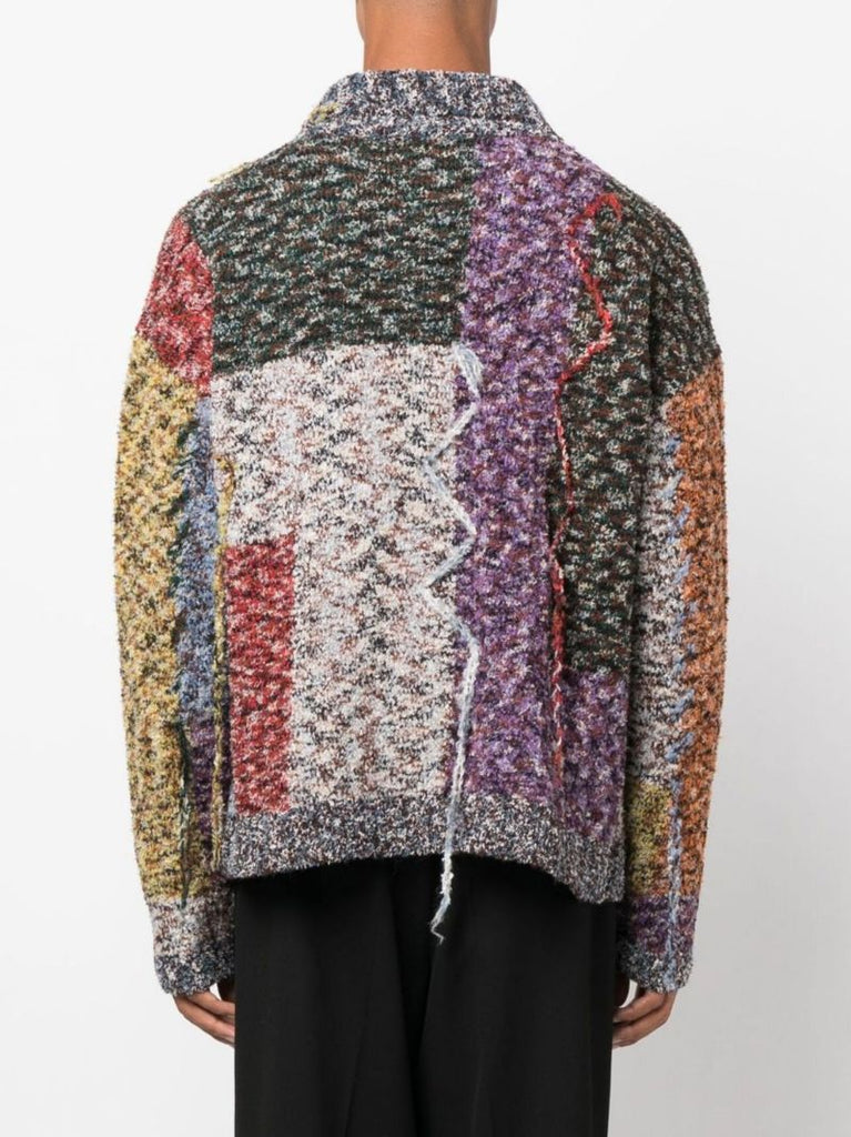 Red MÃ_x0083_Â©lange Patchwork Cardigan