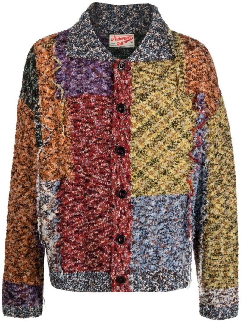 Red MÃ_x0083_Â©lange Patchwork Cardigan