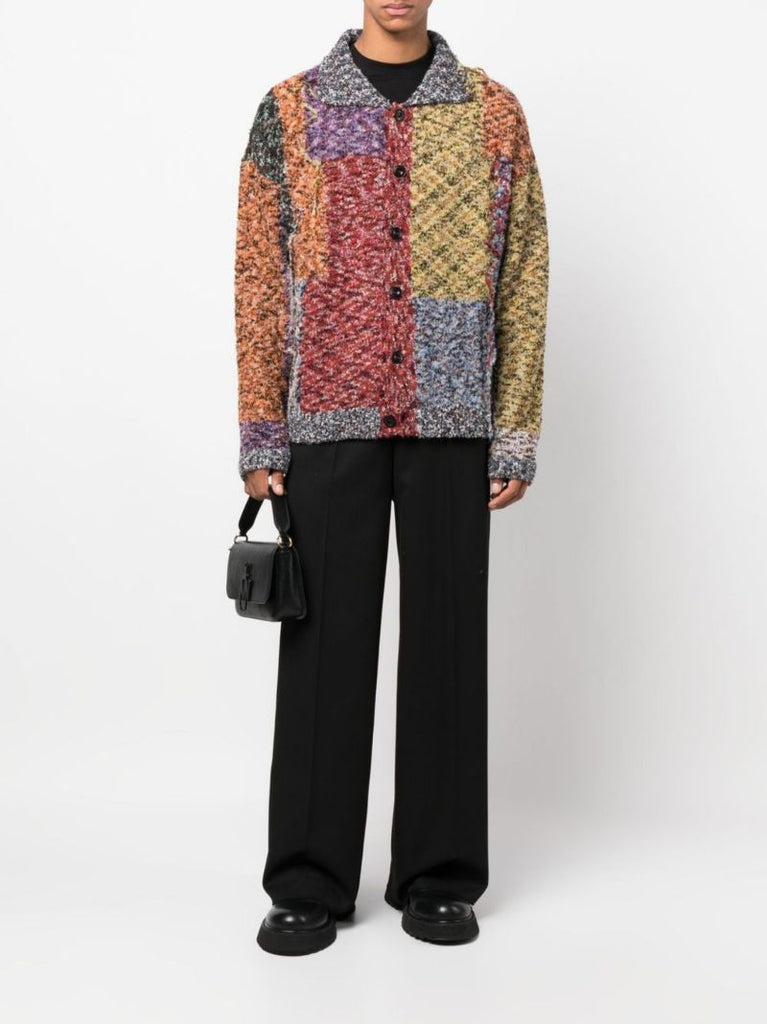 Red MÃ_x0083_Â©lange Patchwork Cardigan
