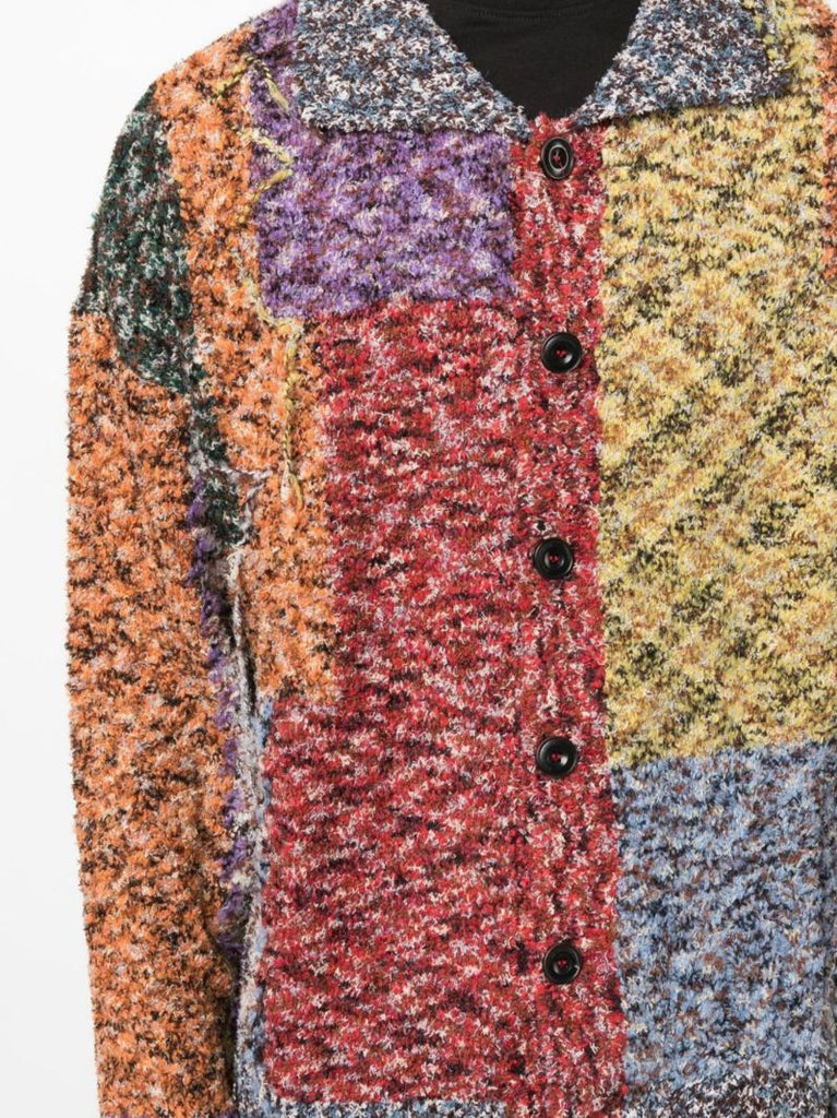 Red MÃ_x0083_Â©lange Patchwork Cardigan
