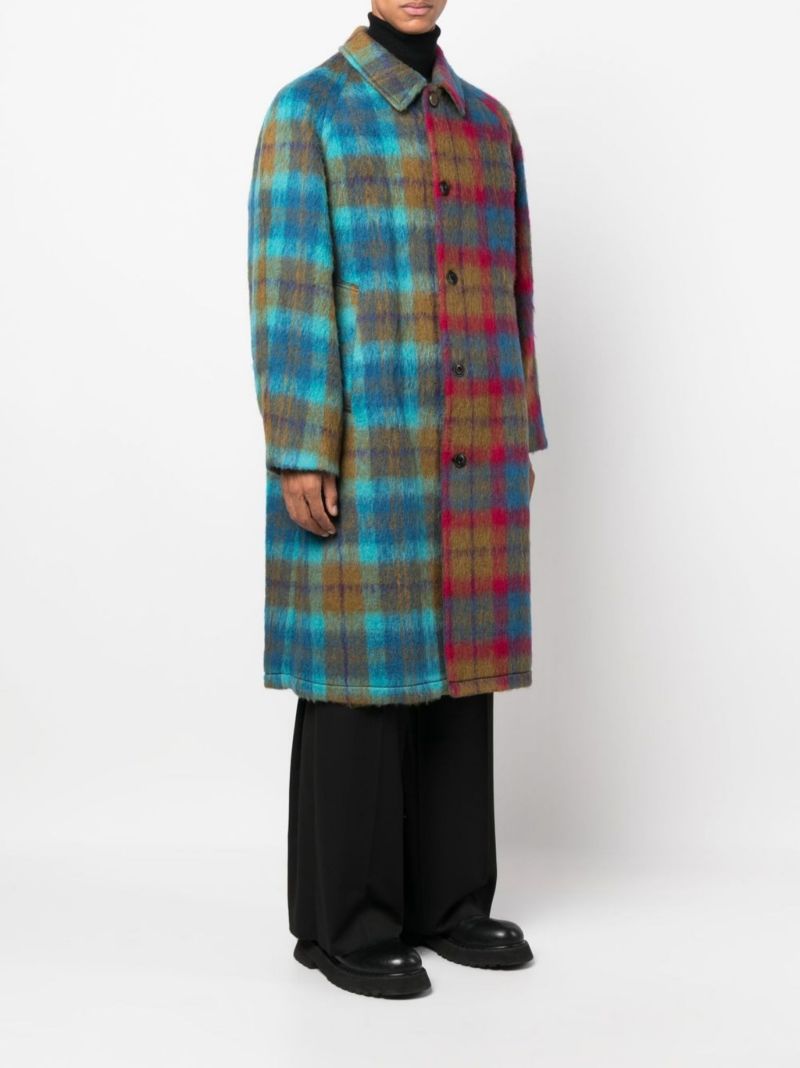 Blue Checked Single-breasted Coat