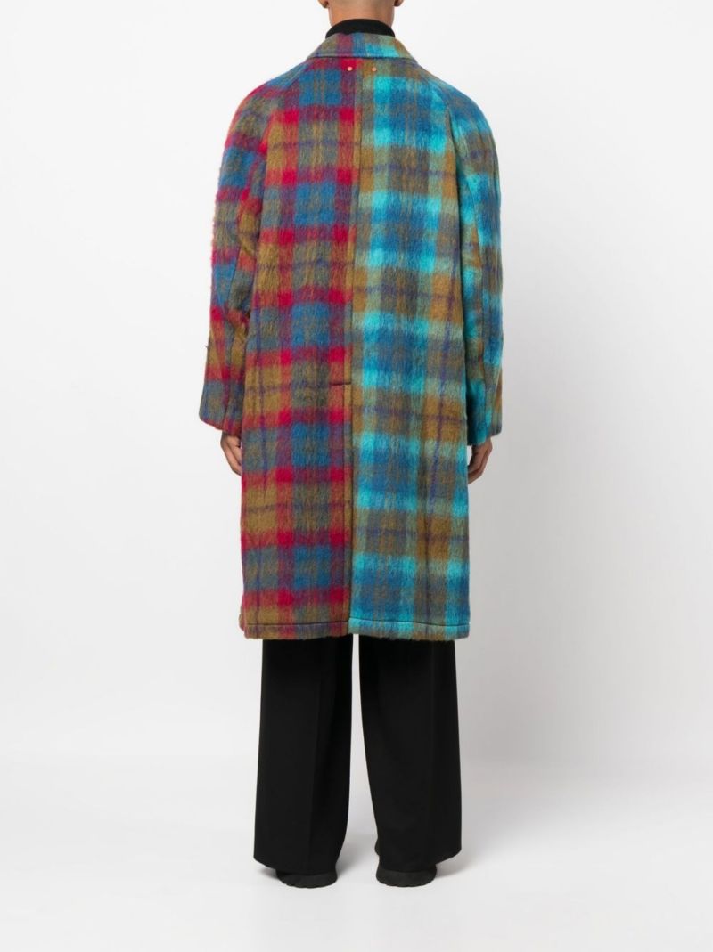 Blue Checked Single-breasted Coat