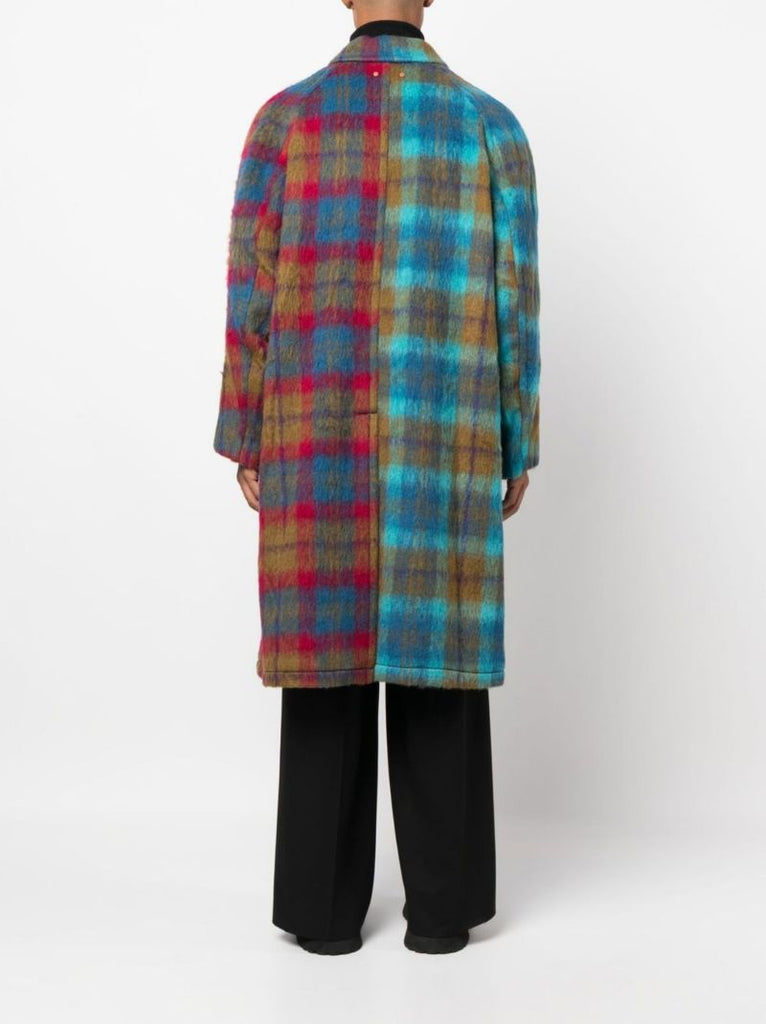 Blue Checked Single-breasted Coat