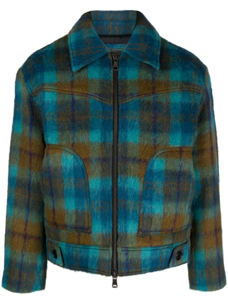 Blue Checked Bomber Jacket