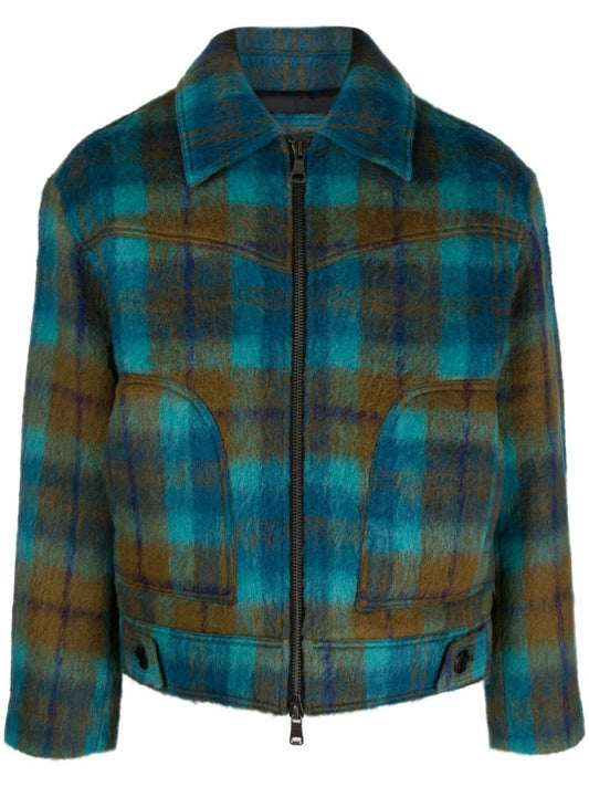 Blue Checked Bomber Jacket