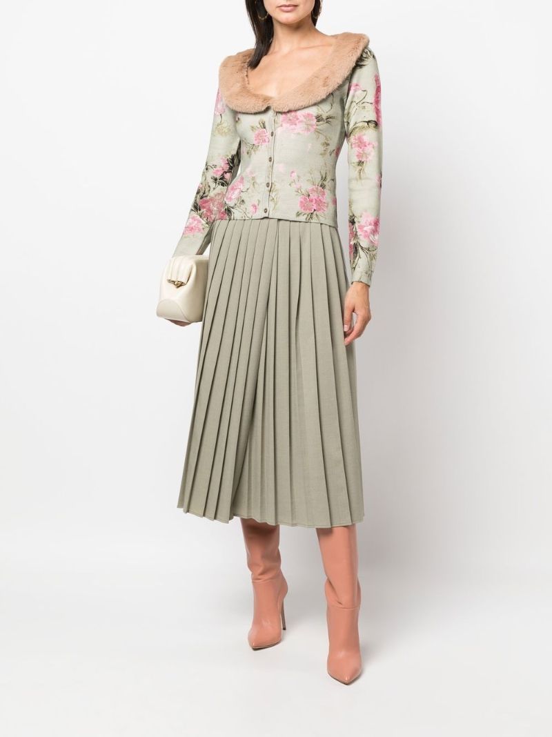 Green Floral Print Cardigan