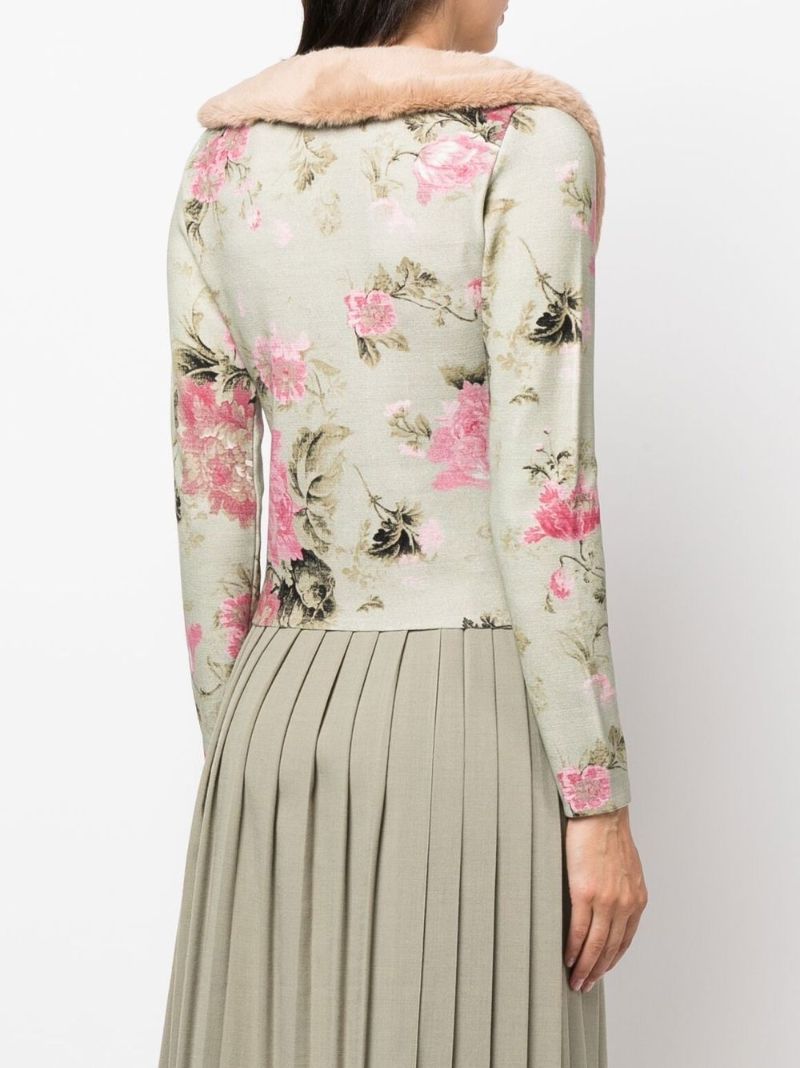 Green Floral Print Cardigan