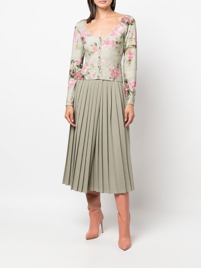 Green Floral Print Cardigan