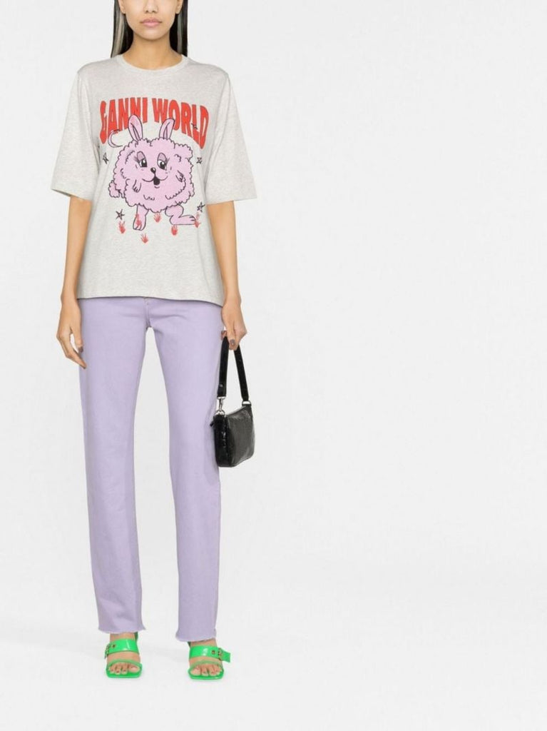 Grey Bunny Print Organic Cotton T-shirt