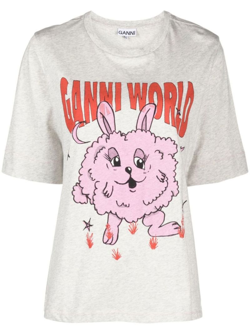 Grey Bunny Print Organic Cotton T-shirt