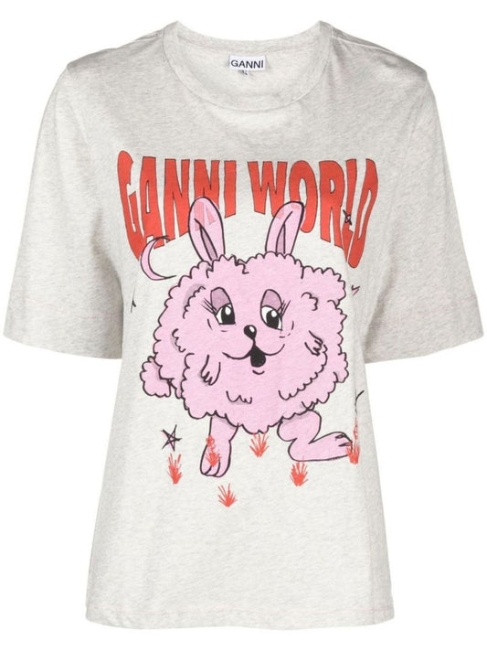 Grey Bunny Print Organic Cotton T-shirt