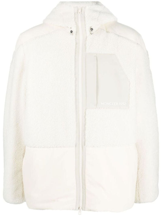 Neutral Zipped Hooded Fleece Jacket