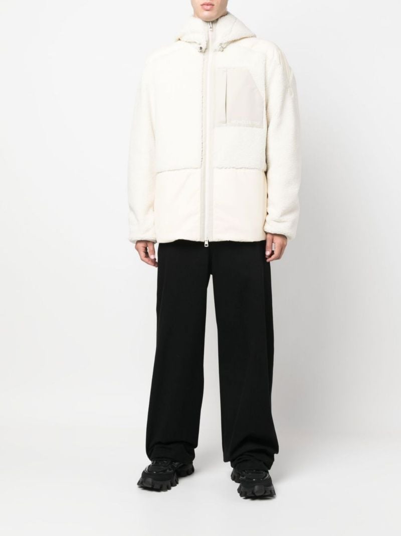Neutral Zipped Hooded Fleece Jacket