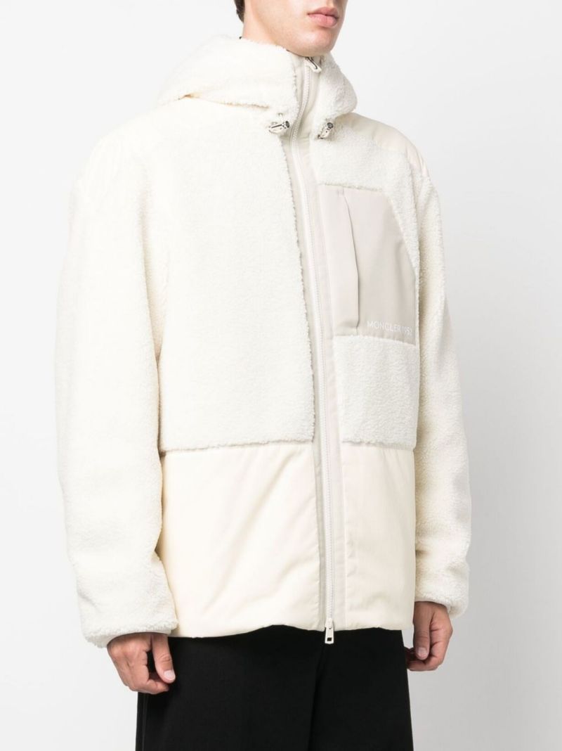Neutral Zipped Hooded Fleece Jacket
