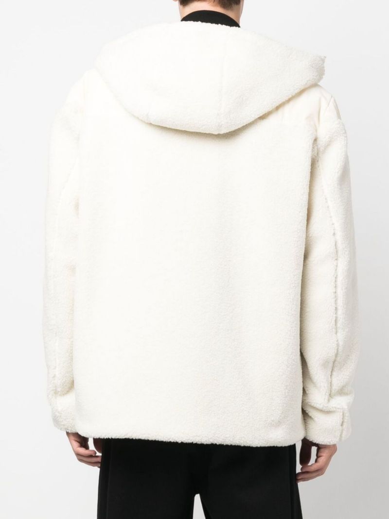 Neutral Zipped Hooded Fleece Jacket