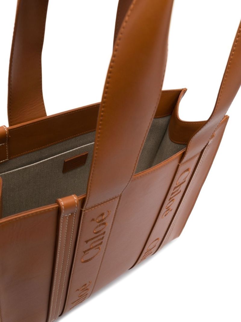 Brown Woody Medium Leather Tote Bag