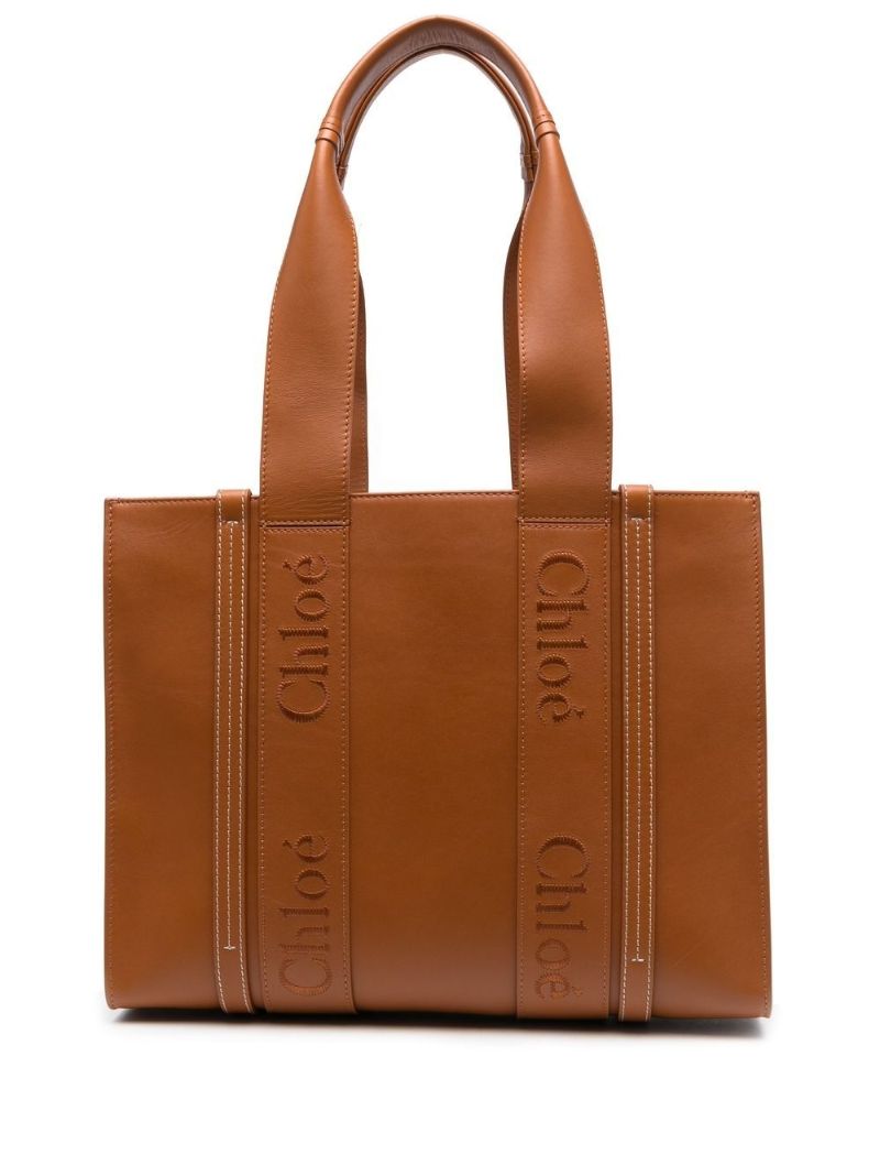 Brown Woody Medium Leather Tote Bag