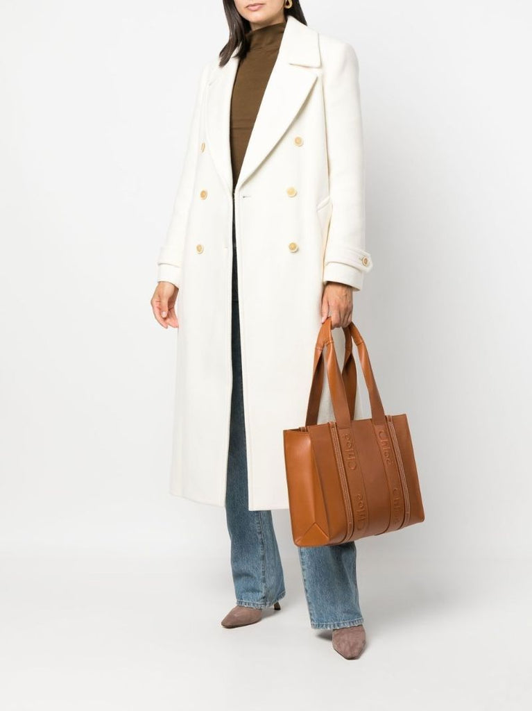 Brown Woody Medium Leather Tote Bag