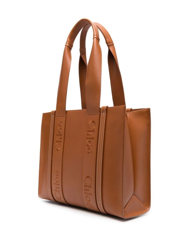 Brown Woody Medium Leather Tote Bag