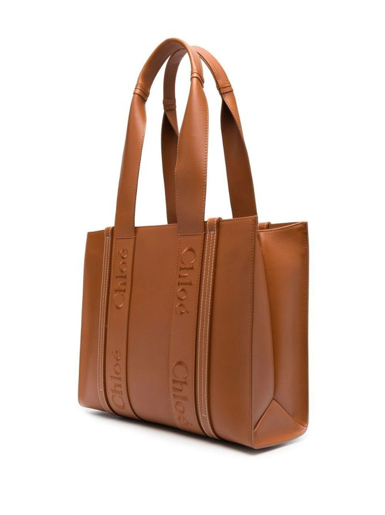 Brown Woody Medium Leather Tote Bag