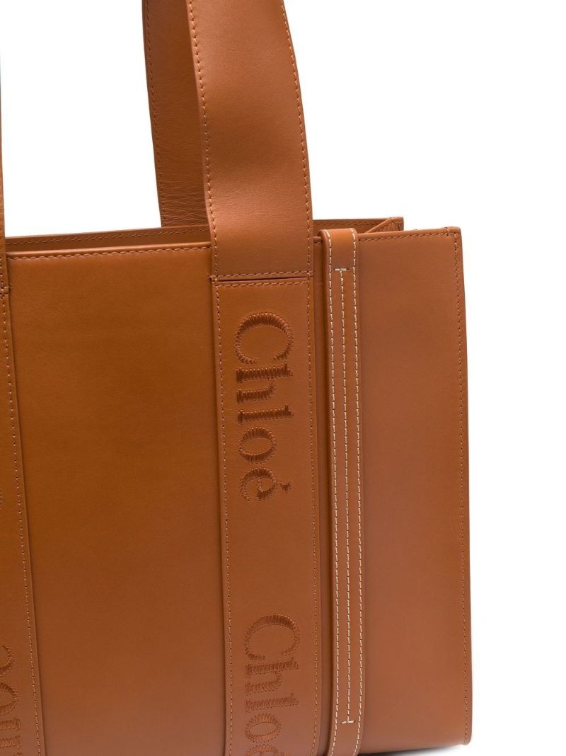 Brown Woody Medium Leather Tote Bag
