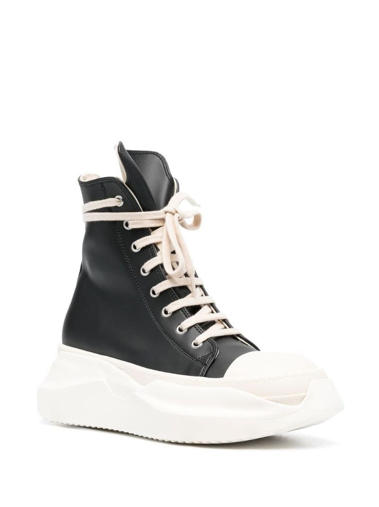 Black Abstract High-top Leather Sneakers