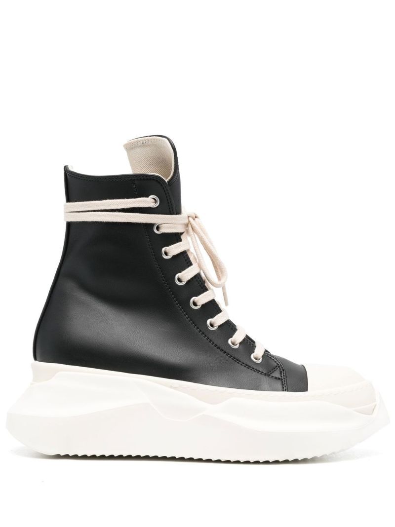 Black Abstract High-top Leather Sneakers