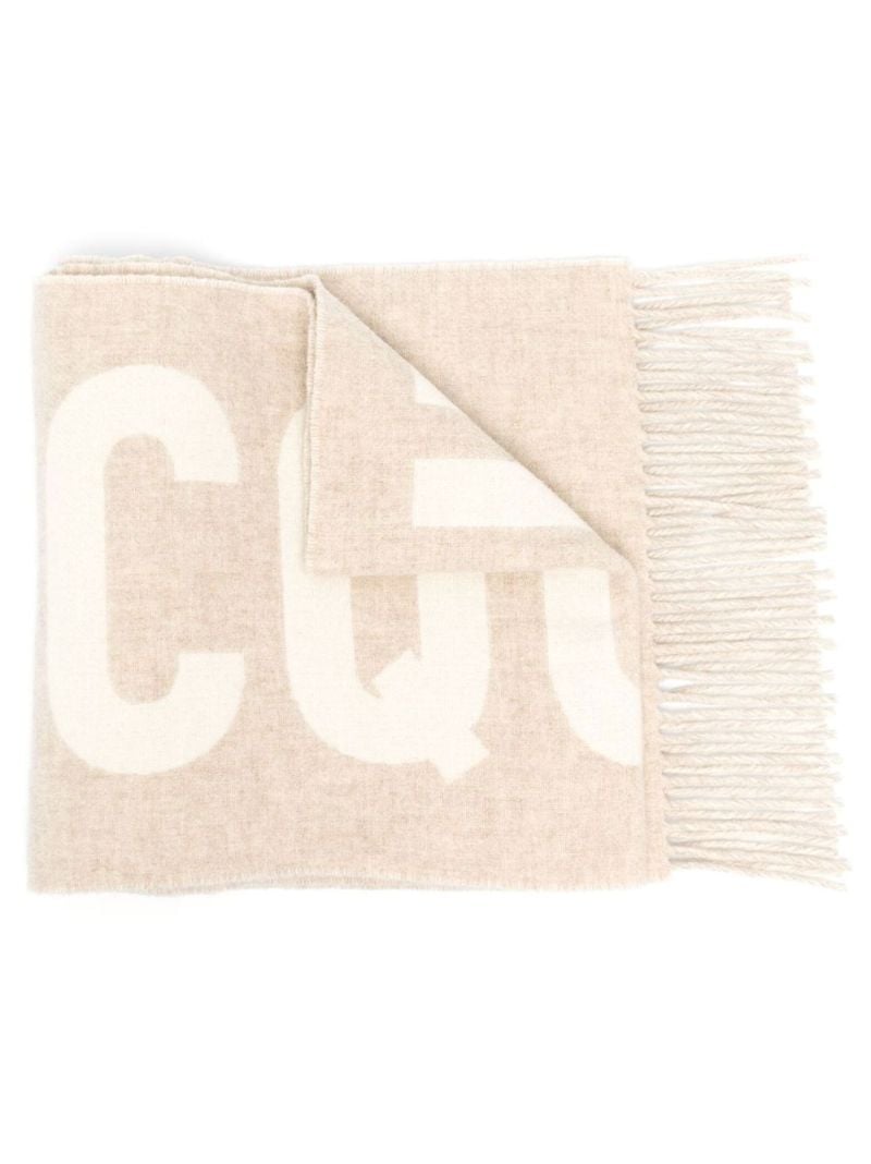 Neutral L'Ã_x0083_Â©charpe Logo Virgin Wool Scarf
