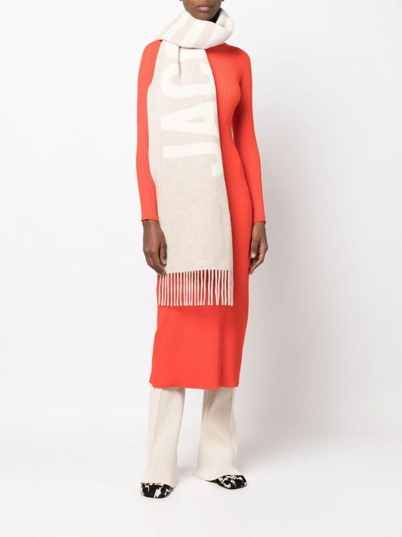 Neutral L'Ã_x0083_Â©charpe Logo Virgin Wool Scarf