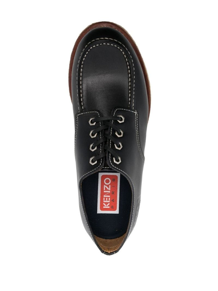 Black Kenzoyama Leather Derby Shoes