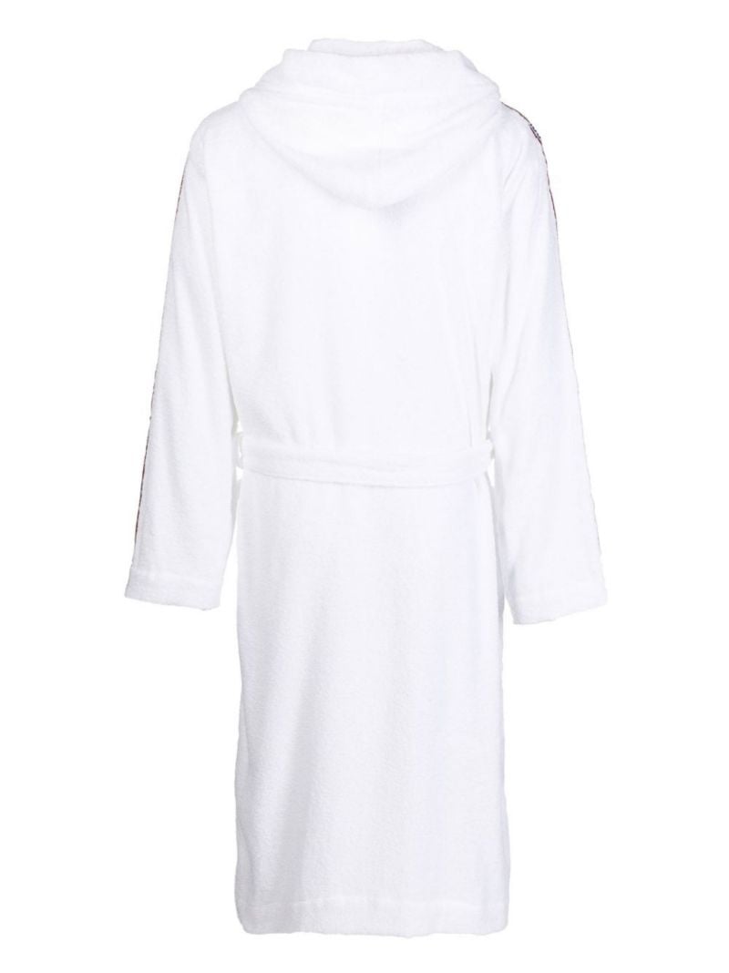 White Logo Tape Cotton Bathrobe