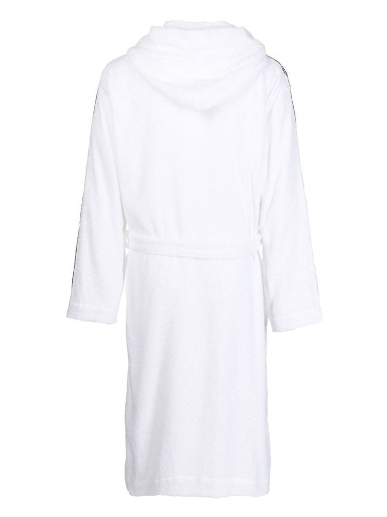 White Logo Tape Cotton Bathrobe