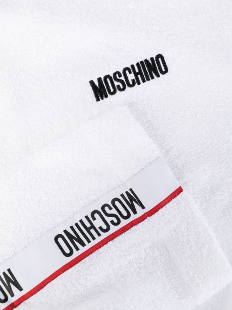 White Logo Tape Cotton Bathrobe