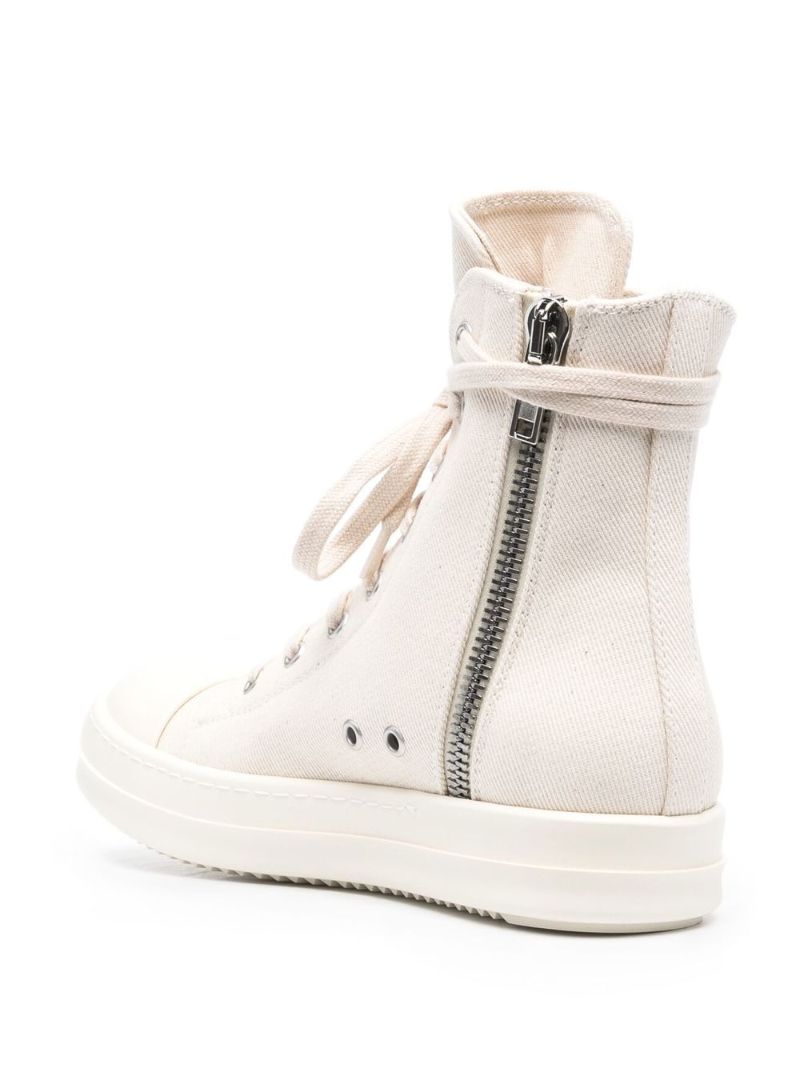 White High-top Lace-up Canvas Sneakers