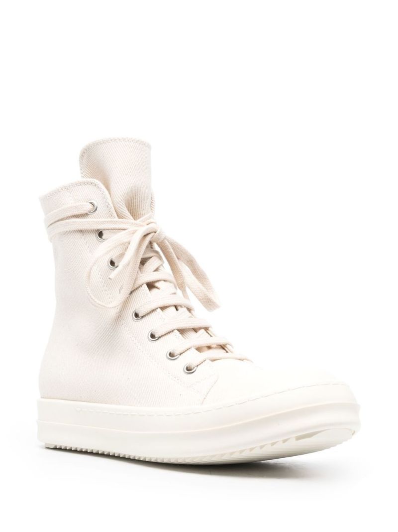 White High-top Lace-up Canvas Sneakers