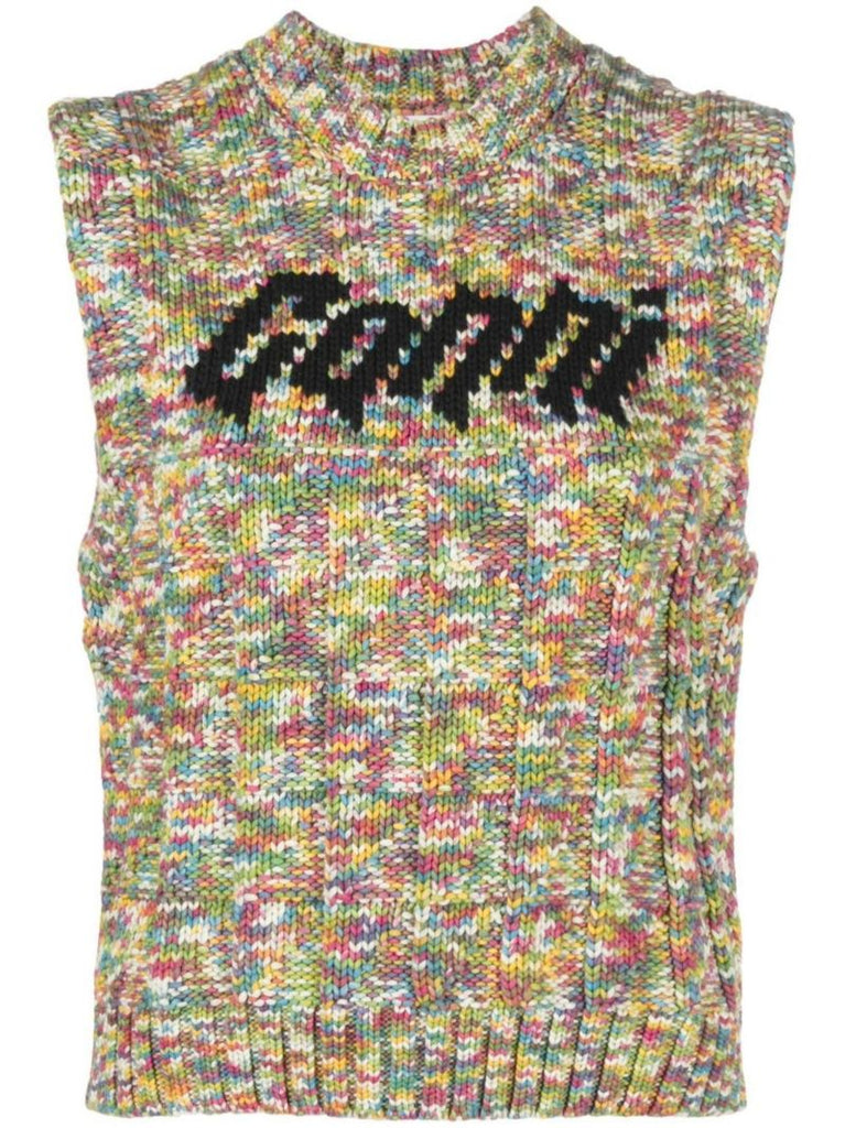 Yellow Logo Intarsia Sweater Vest