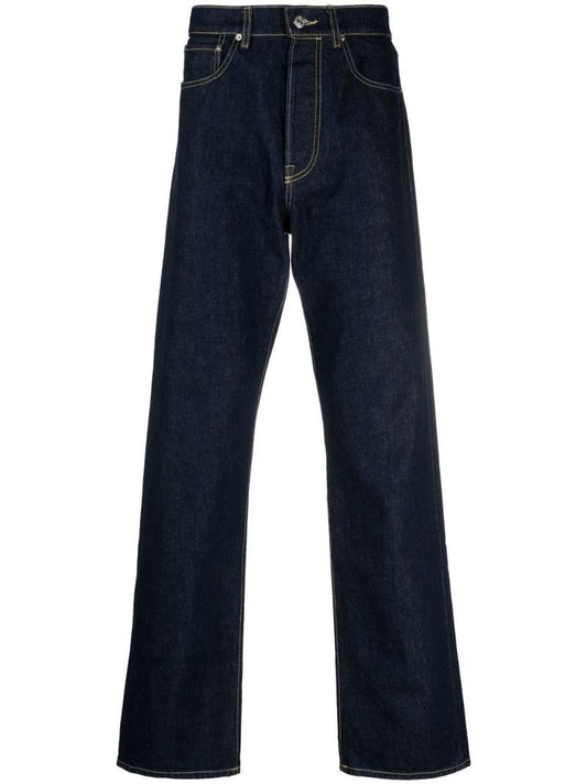 Blue Asagao Straight-leg Jeans